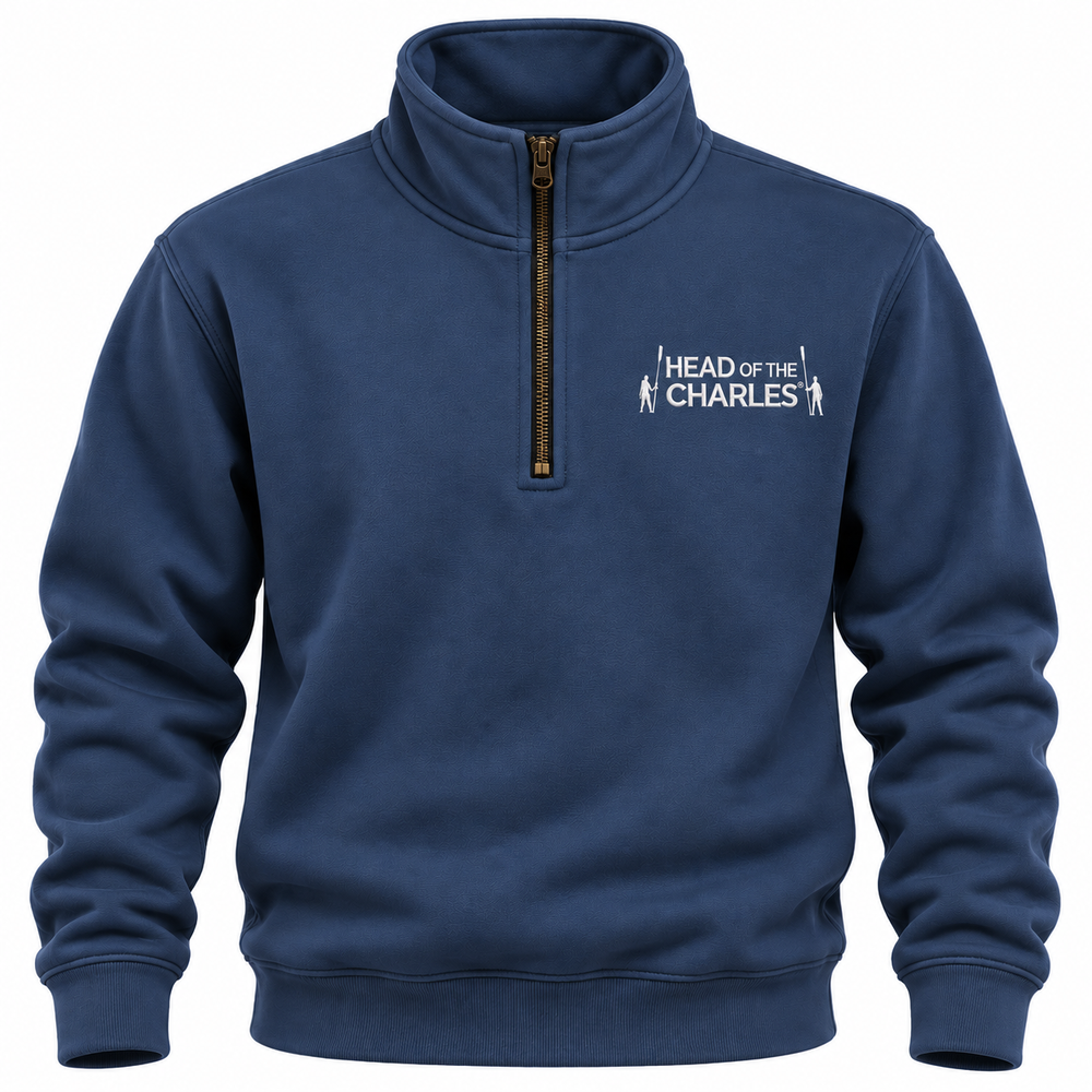 Head of the Charles 1/4 Zip Cotton Embroidered Primary Logo Sweatshirt Navy