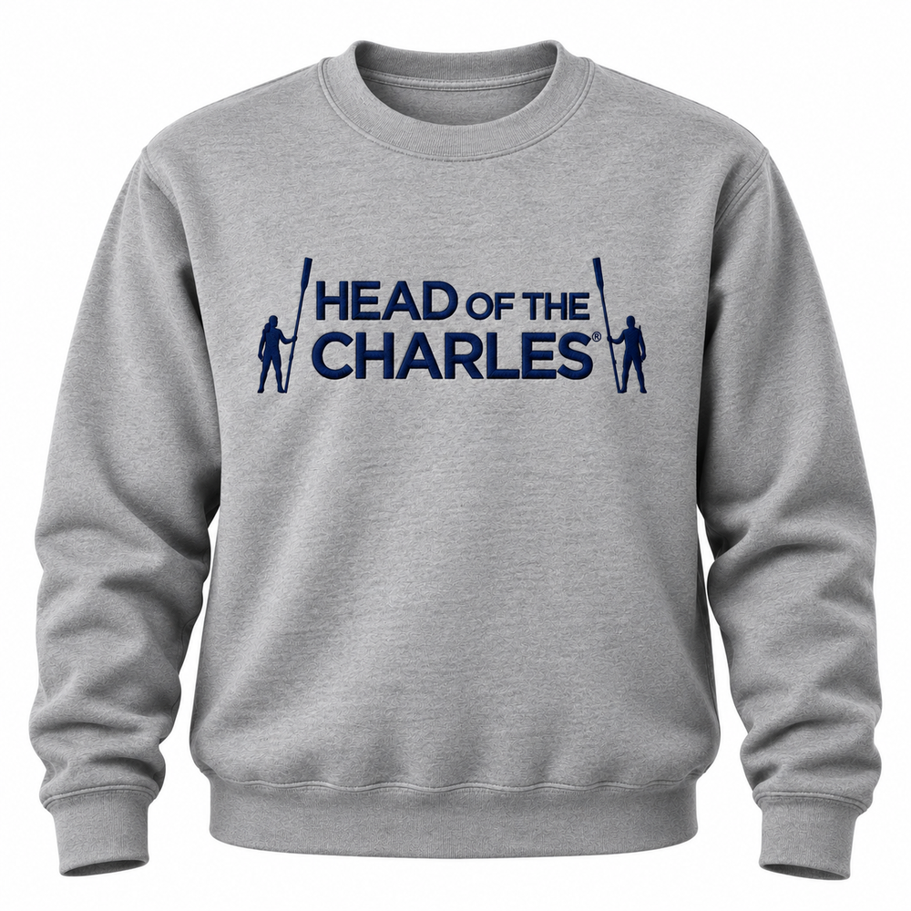 Head of the Charles Jumbo Embroidered Primary Logo Crewneck Sweatshirt Gray