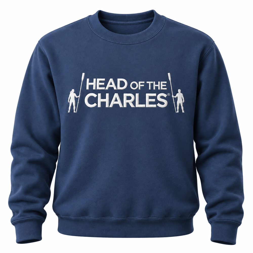 Head of the Charles Jumbo Embroidered Primary Logo Crewneck Sweatshirt Navy