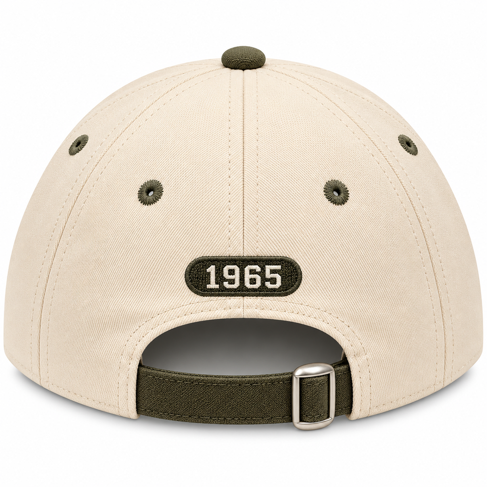 Head of the Charles Embroidered Logo with Crossed Oars 5-Panel Hat Cream / Green Brim and Logo Back View