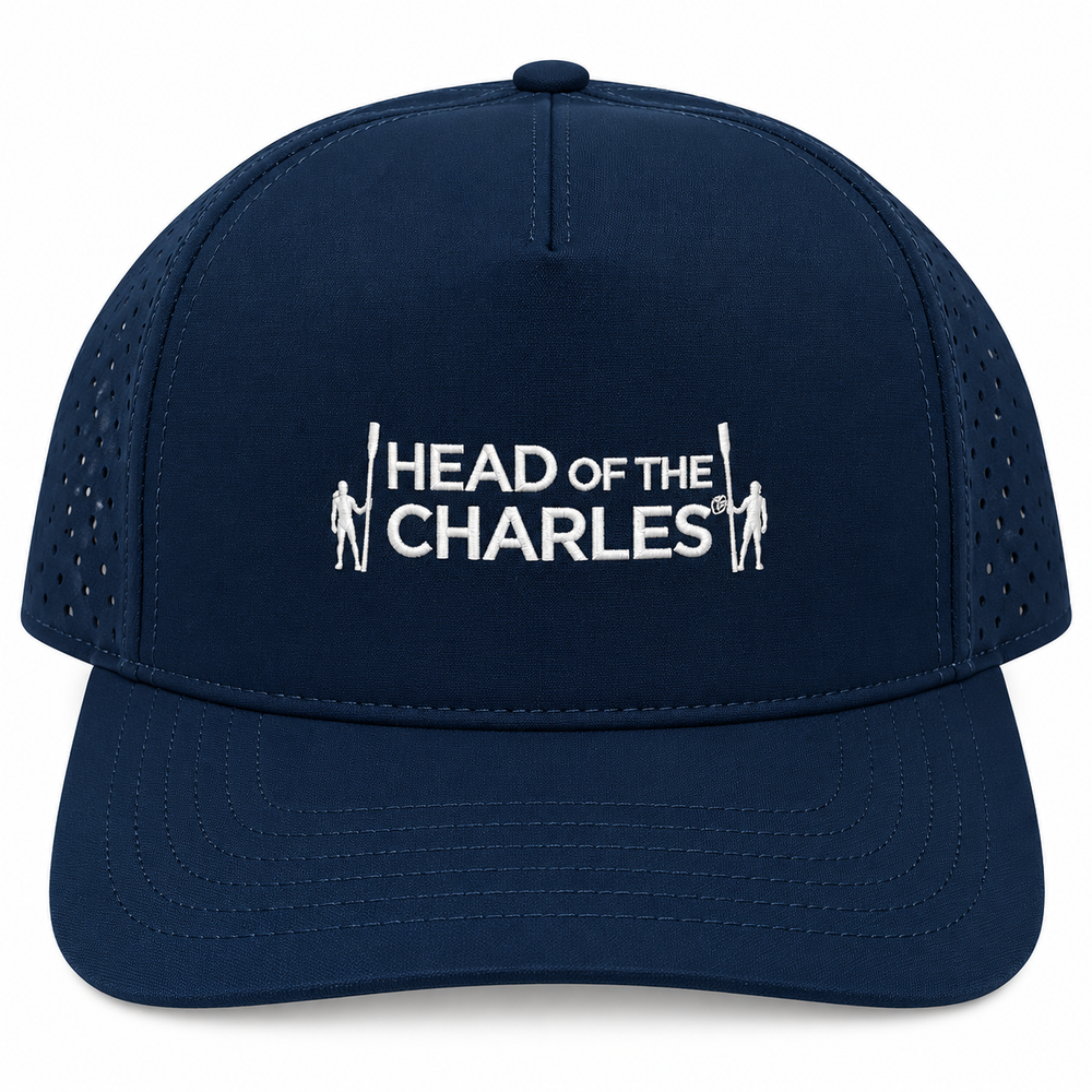 Head of the Charles Embroidered Primary Logo Aerated Performance Hat, Navy - Front View