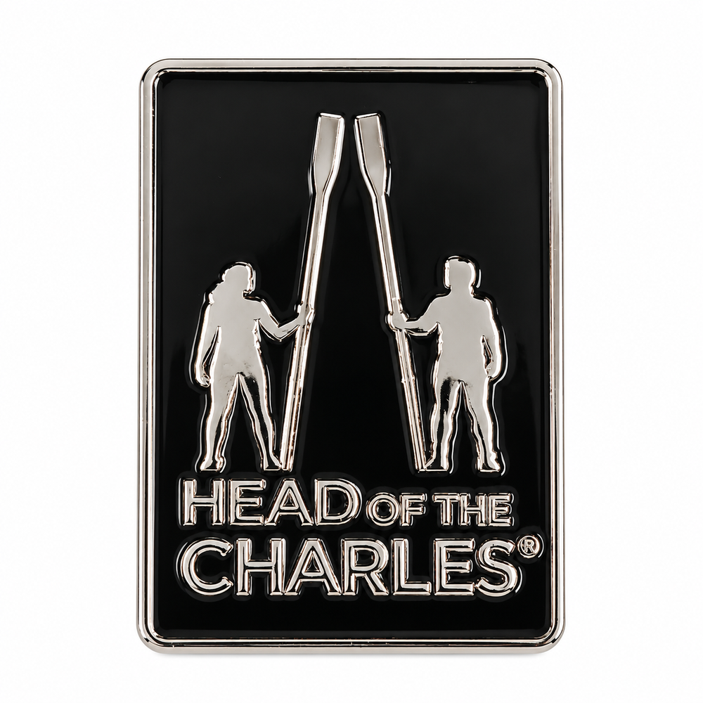 Head of the Charles Vertical Logo Lapel Pin, Silver / Black Product View