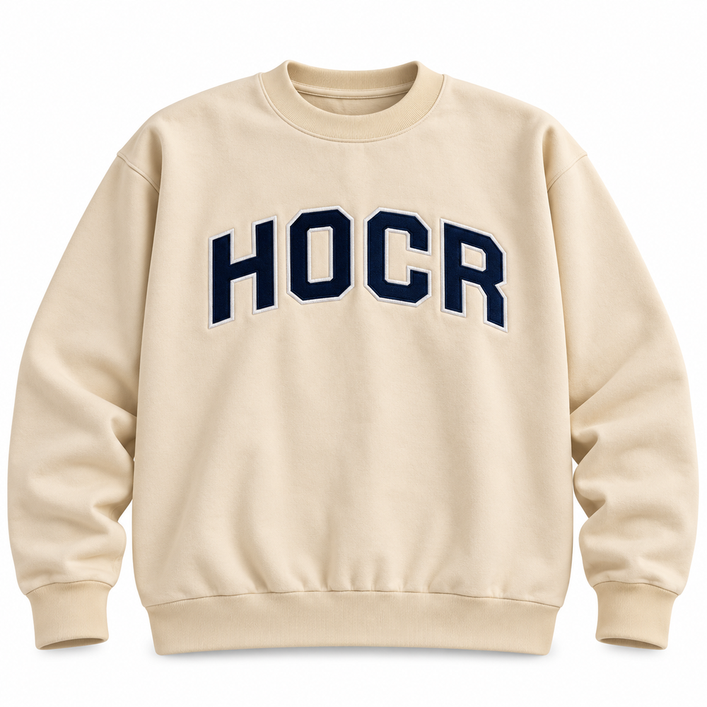 Head of the Charles Women Embroidered HOCR Logo Mock Crewneck Sweatshirt Cream