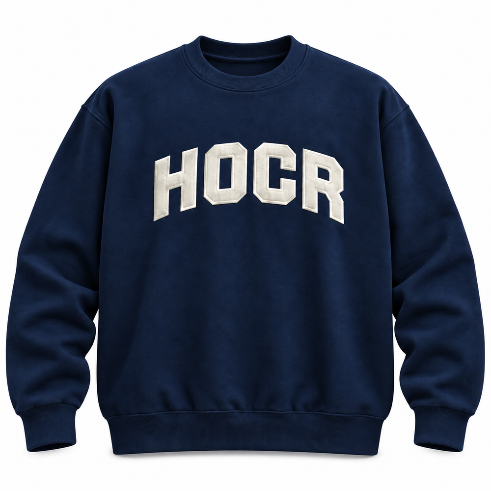 Head of the Charles Women Embroidered HOCR Logo Mock Crewneck Sweatshirt Navy