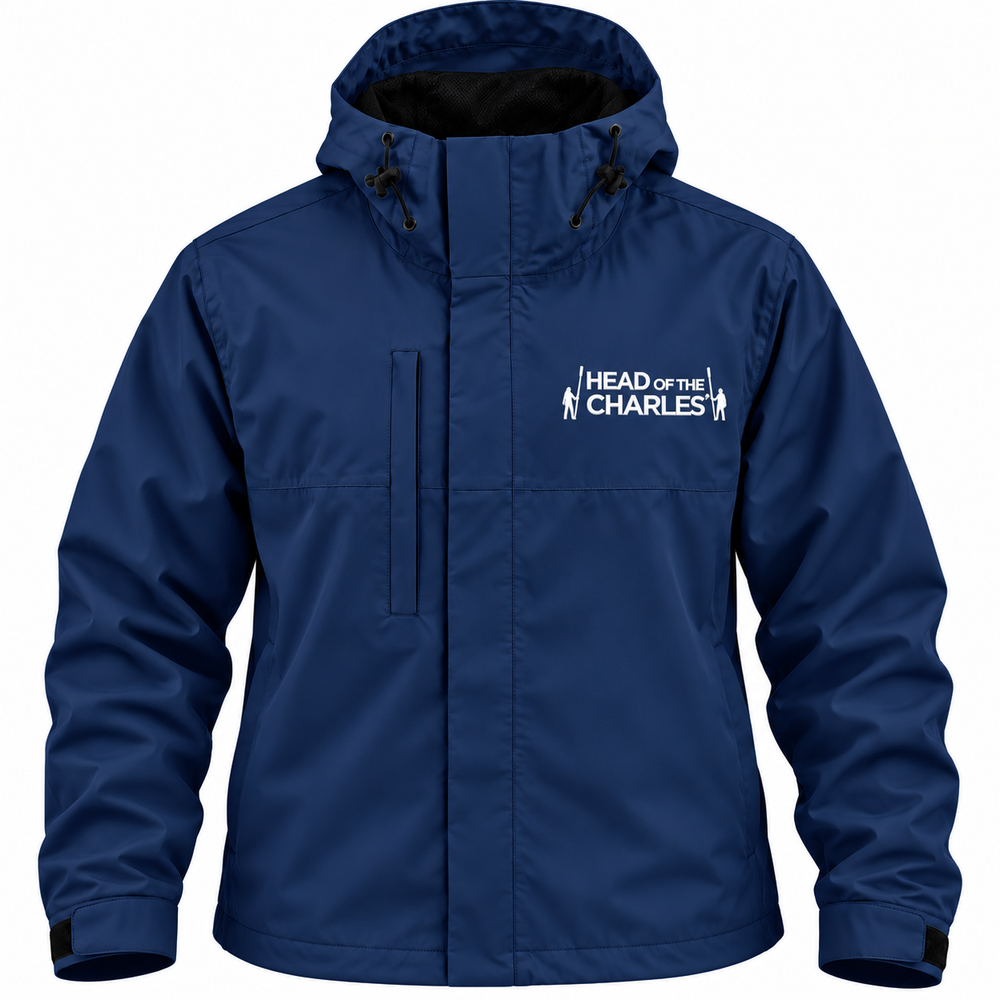 Head of the Charles Embroidered Primary Logo 100% Fully Waterproof Hooded Jacket – Navy Front View