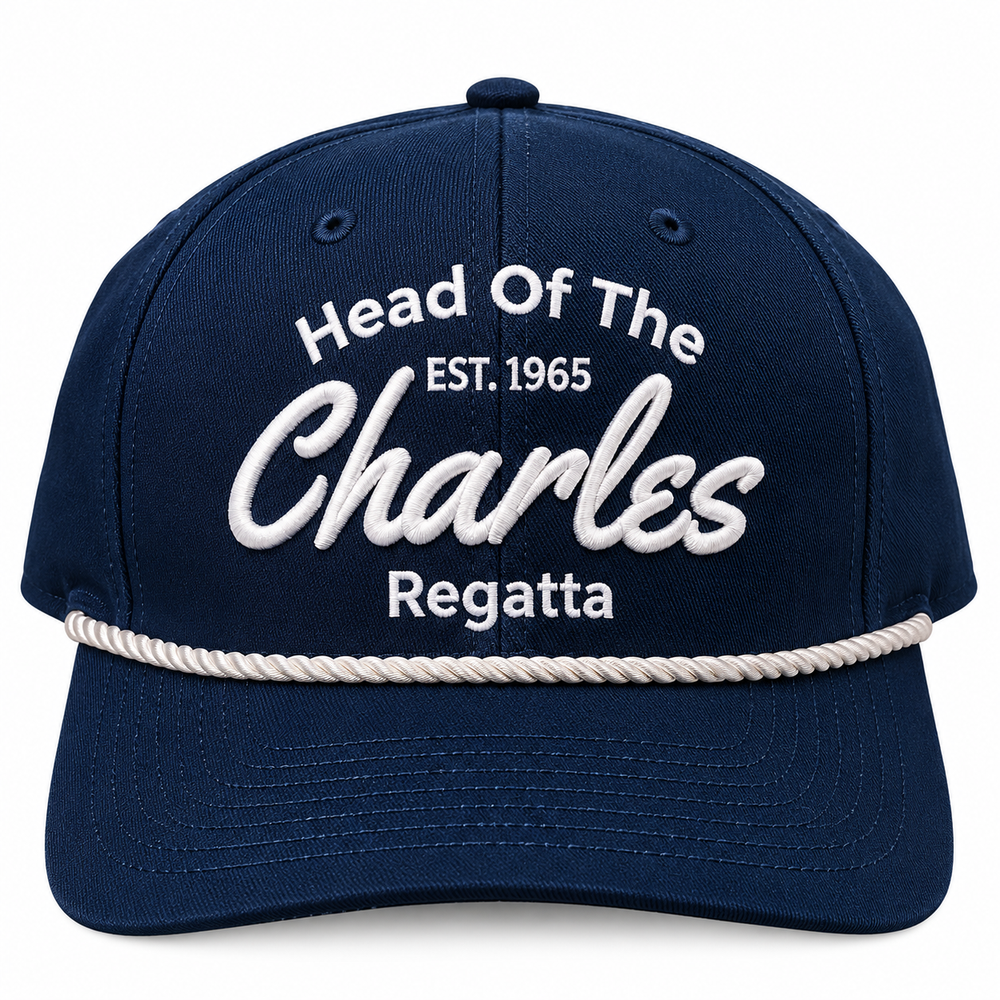 Head of the Charles Embroidered "Head Of The Charles EST. 1965 Regatta" Rope Hat with Snapback, Navy  - Front View