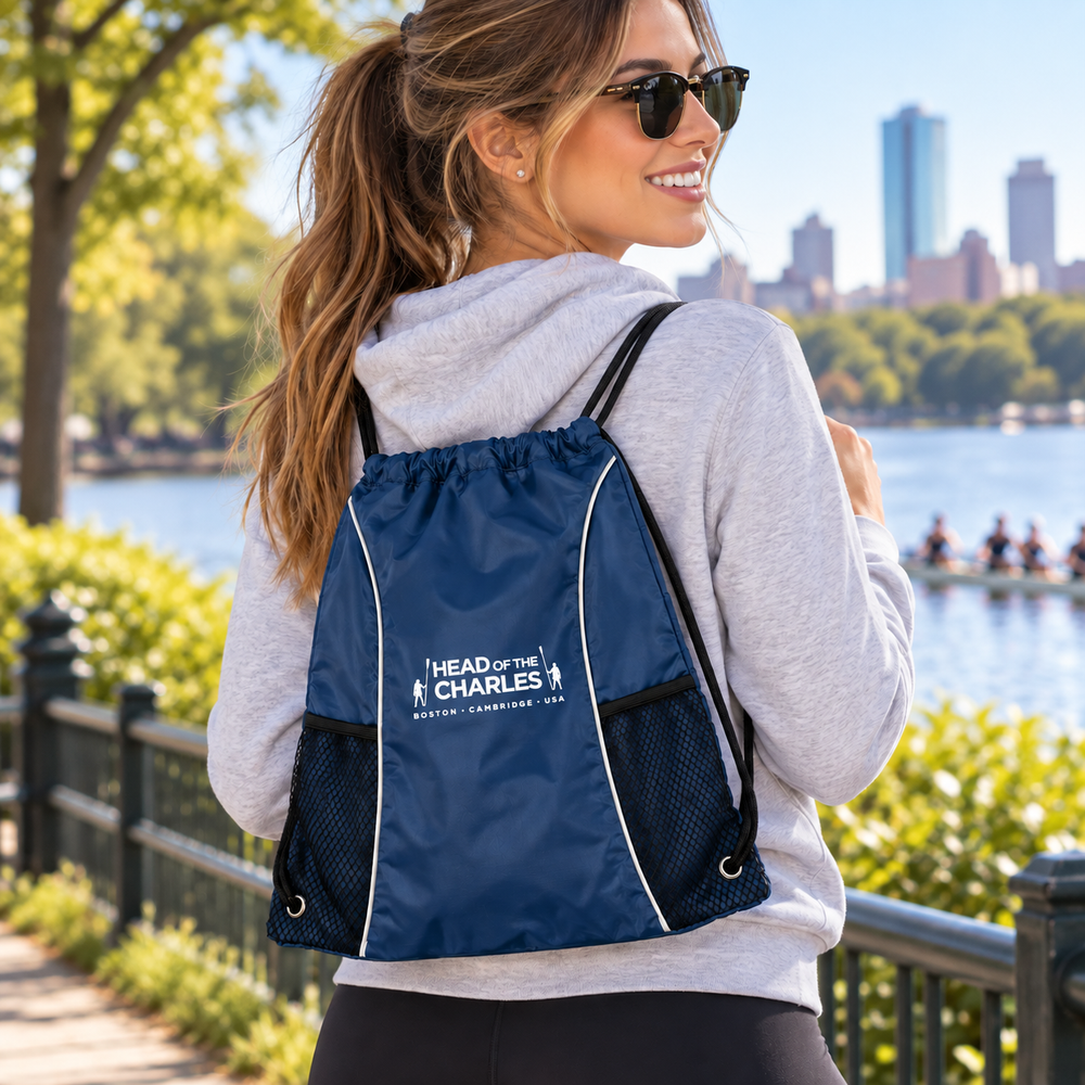 Head of the Charles Drawstring Sling Bag Backpack In Use Outdoor