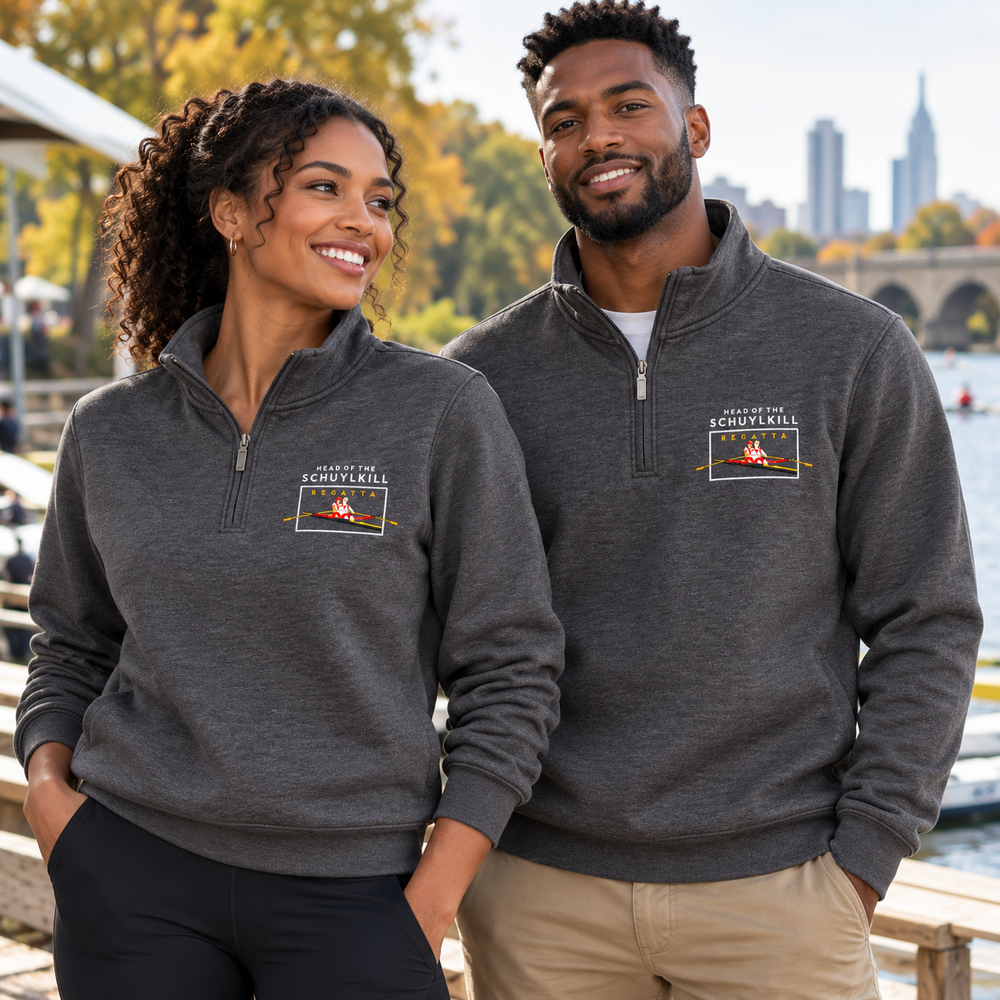 Head of the Schuylkill Regatta Embroidered Quarter-Zip Sweatshirt in Use Outdoor Event