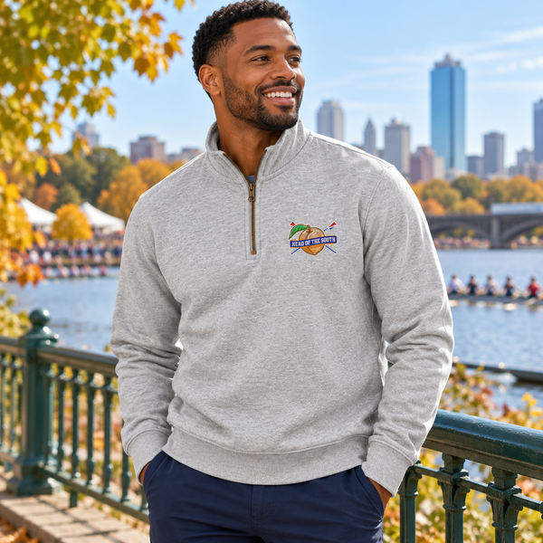 Head of the South 1/4 Quarter Zip Cotton Embroidered Logo Sweatshirt Gray - In Use Outdoor Event