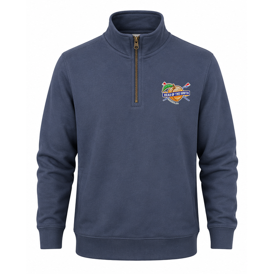 Head of the South 1/4 Quarter Zip Cotton Embroidered Logo Sweatshirt Navy
