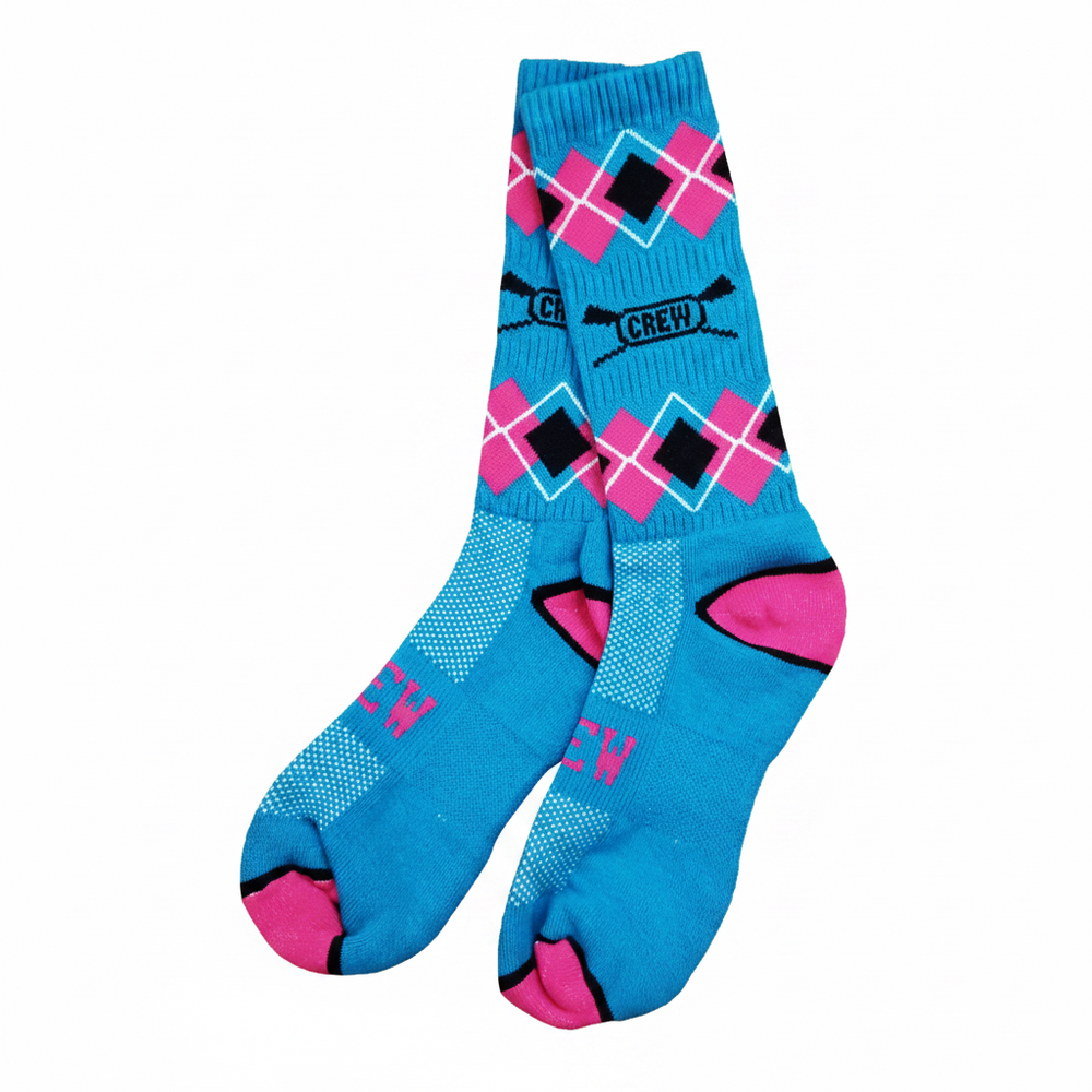 CREW USA Square Pattern Socks Teal / Pink Product View 