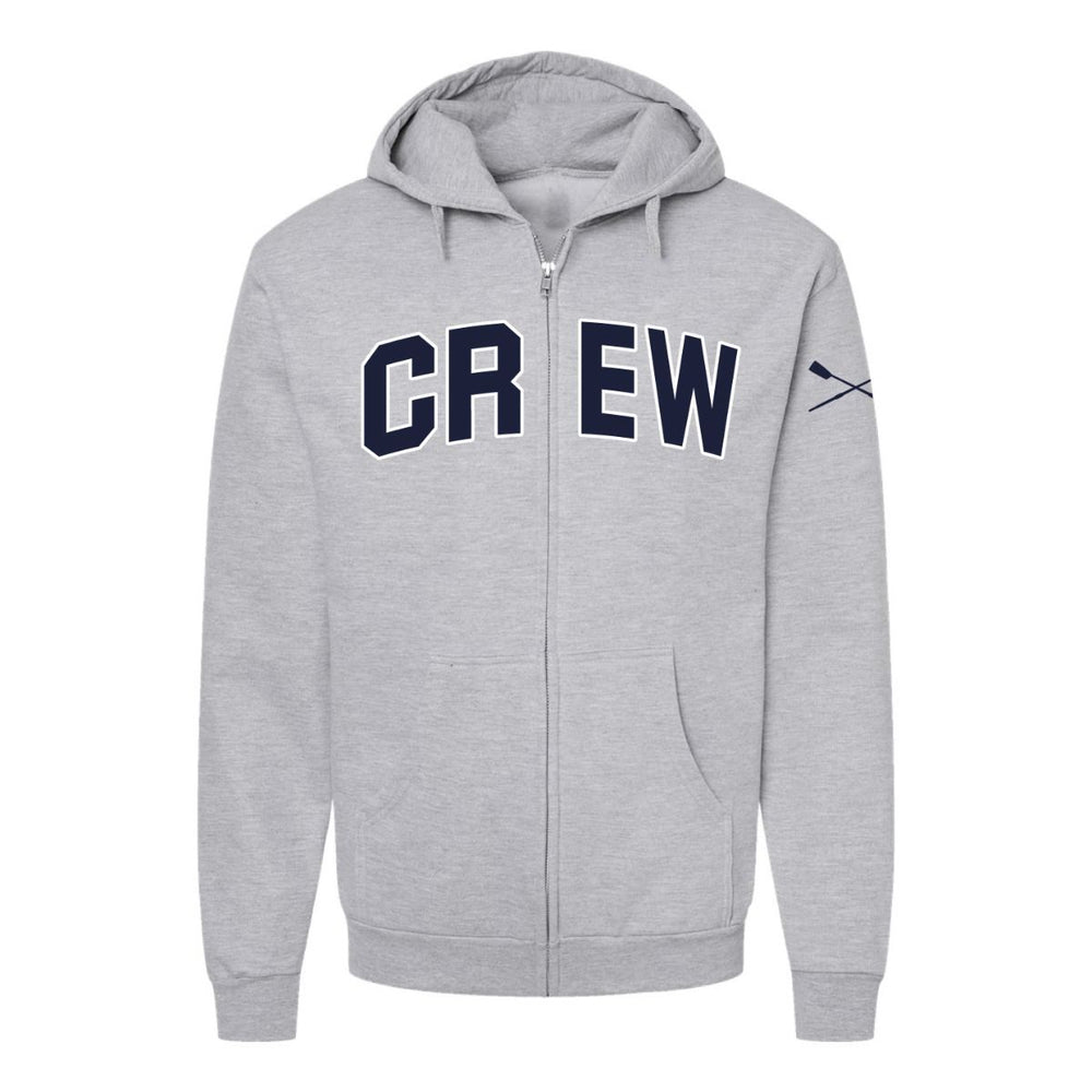 Crew Embroidered Full-Zip Hooded Sweatshirt Gray