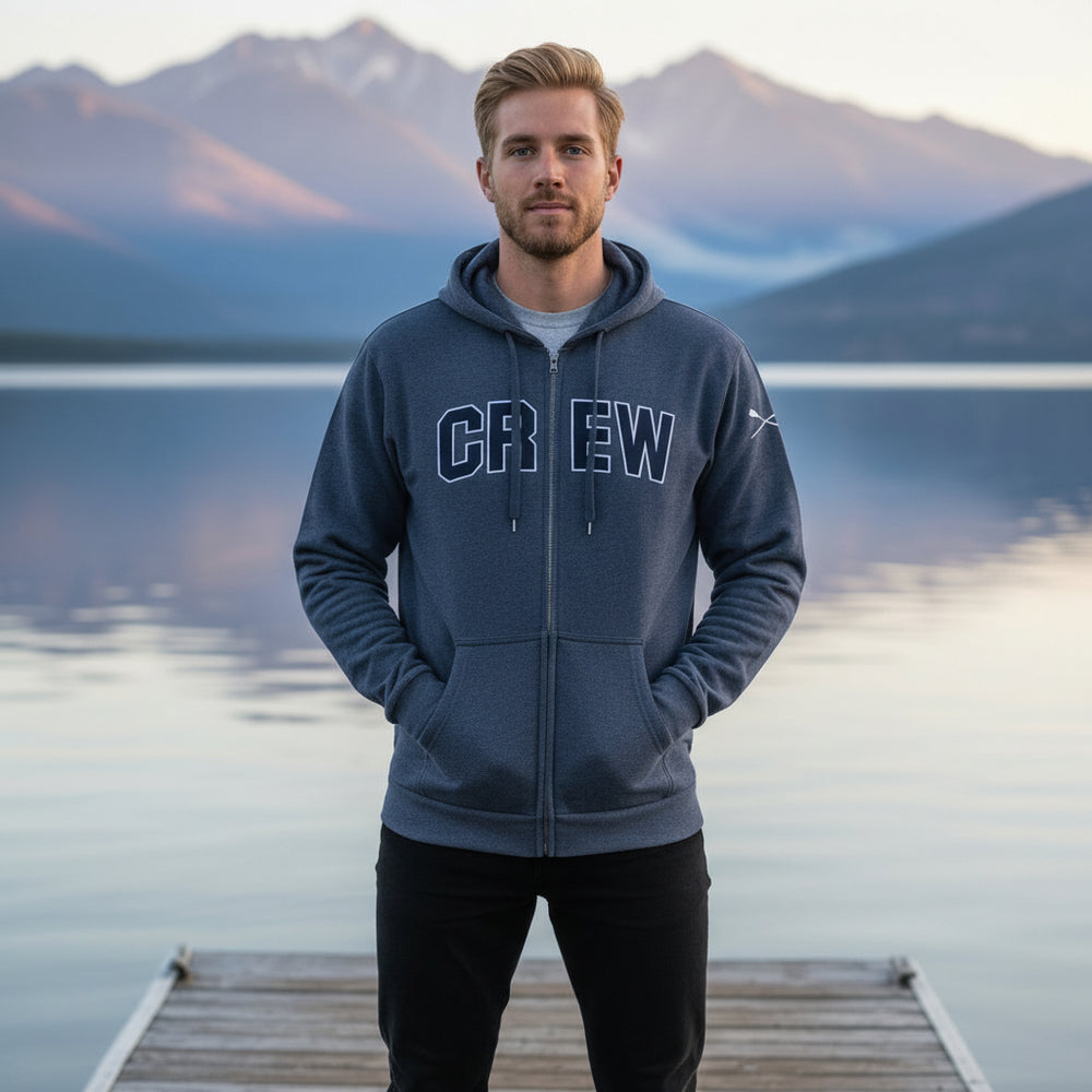 Crew Embroidered Full-Zip Hooded Sweatshirt Front View