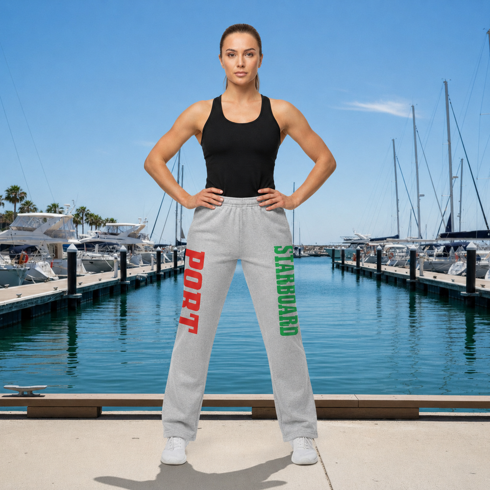 Crew Port & Starboard Sweatpants Open Bottoms in Use Outdoor View