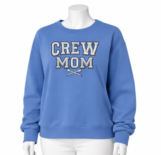 Crew USA Embroidered MOM Crewneck Sweatshirt Flo Blue