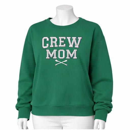 Crew USA Embroidered MOM Crewneck Sweatshirt Green