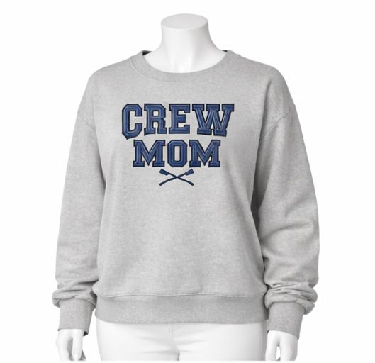 Crew USA Embroidered MOM Crewneck Sweatshirt Gray