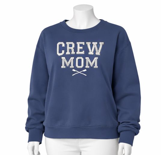 Crew USA Embroidered MOM Crewneck Sweatshirt Navy