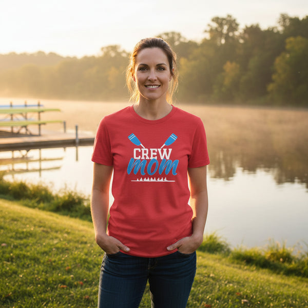 CREW USA "Crew Mom" Soft Short Sleeve T-shirt Heather Red in Use