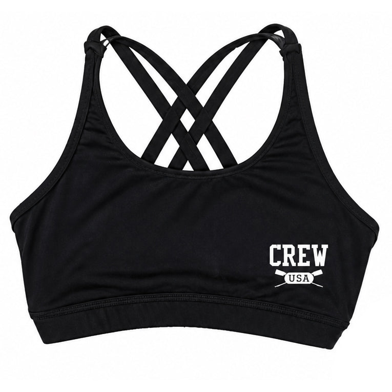 CREW USA Primary Logo Strappy Sports Bra Black