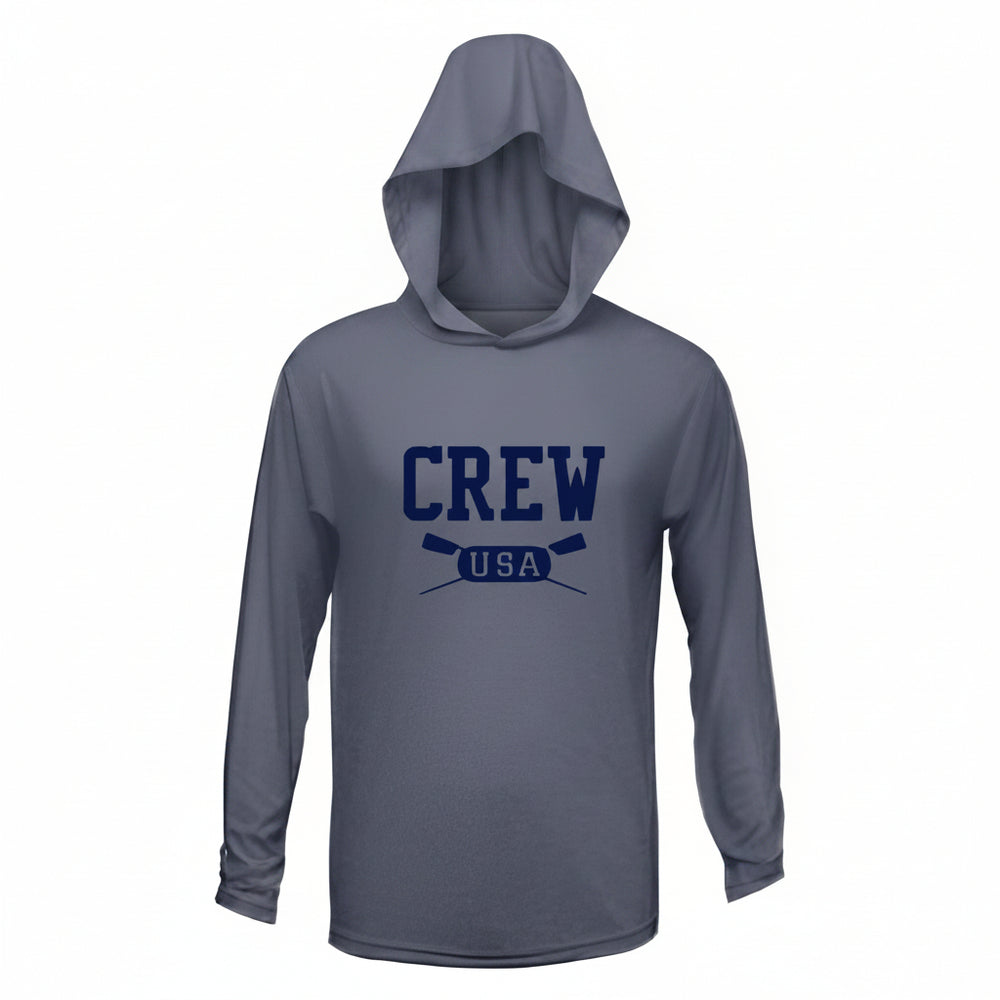 CREW USA Primary Logo UV Performance Hooded Pullover Heather Navy