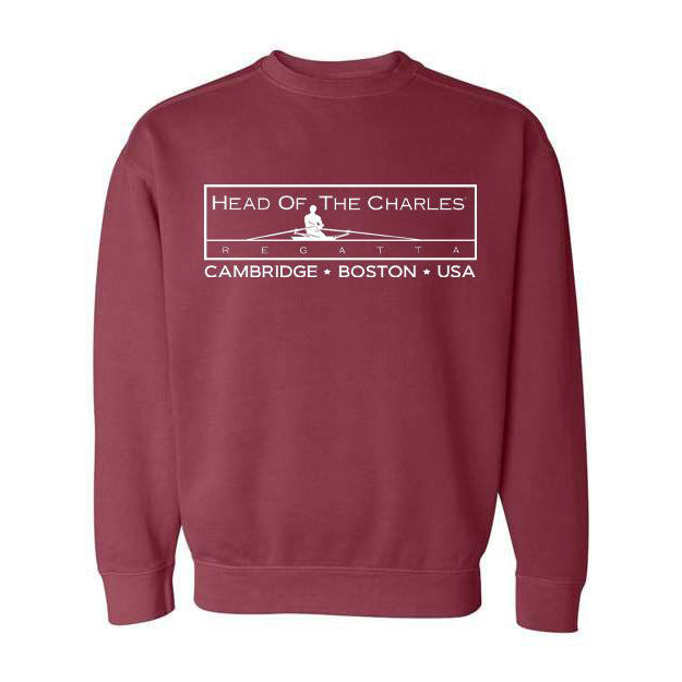 Head of the Charles Rower Embroidered Crewneck Sweatshirt Crimson Red