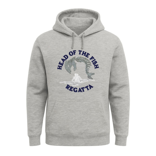 Head of the Fish Embroidered Hooded Sweatshirt Gray
