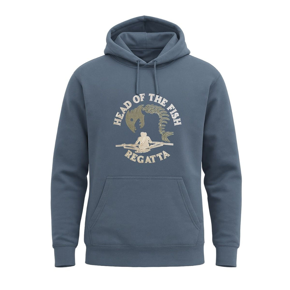 Head of the Fish Embroidered Hooded Sweatshirt Indigo