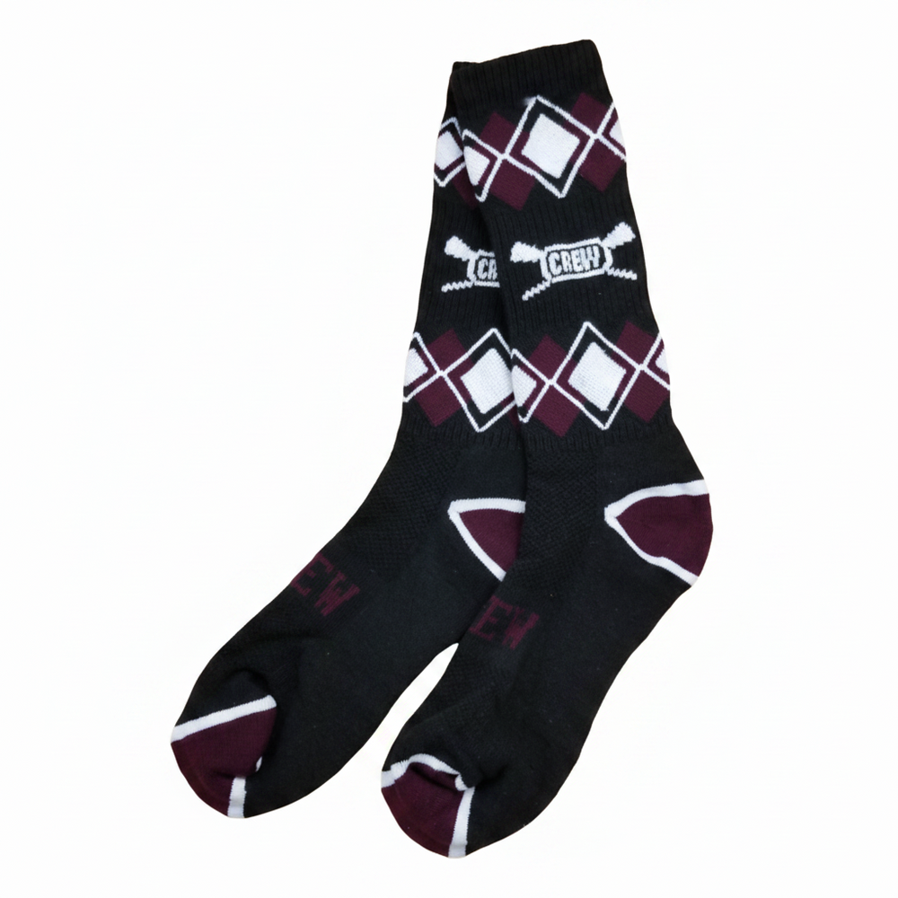 CREW USA Square Pattern Socks Black / Maroon