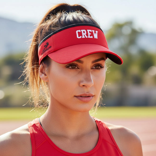 CREW USA Performance Visor by Headsweats Red In Use