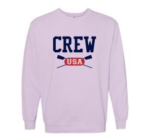 CREW USA Primary Logo Soft Dyed Embroidered Crewneck Sweatshirt Lavender 