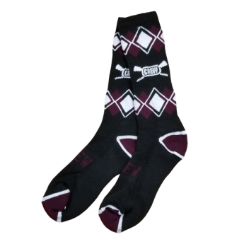 CREW USA Square Pattern Socks Black & Maroon 