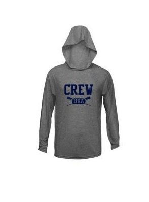 CREW USA Primary Logo UV Performance Hooded Pullover Heather Charcoal 