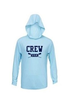 CREW USA Primary Logo UV Performance Hooded Pullover Light Blue