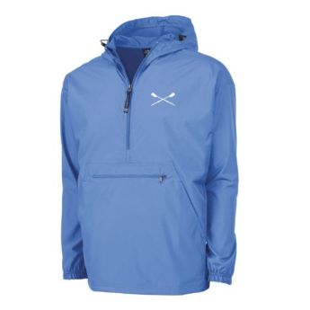 CREW USA Crossed Oars Pack-N-Go Rain Jacket Aqua 