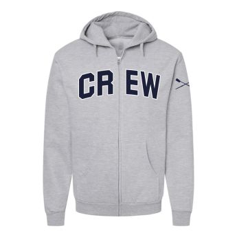 Crew Embroidered Full-Zip Hooded Sweatshirt Grey
