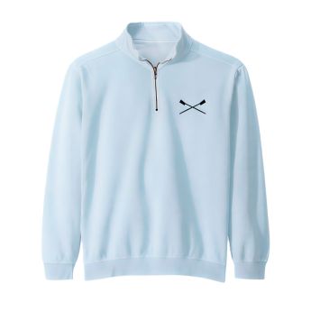CREW USA Crossed Oars 1/4 Zip Dyed Sweatshirt Chambray