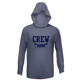CREW USA Primary Logo UV Performance Hooded Pullover Heather Navy 