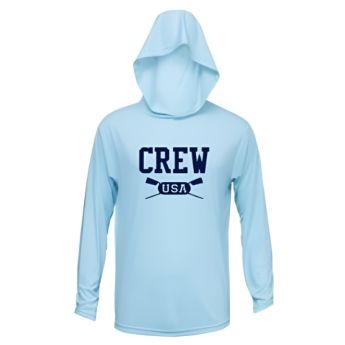 CREW USA Primary Logo UV Performance Hooded Pullover Light Blue