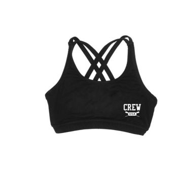 CREW USA Primary Logo Strappy Sports Bra Black