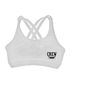 CREW USA Primary Logo Strappy Sports Bra White 